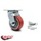 Service Caster 4 Inch Red Poly on Cast Iron Swivel Caster with Roller Bearing and Swivel Lock SCC-30CS420-PUR-RS-BSL - alternate 2